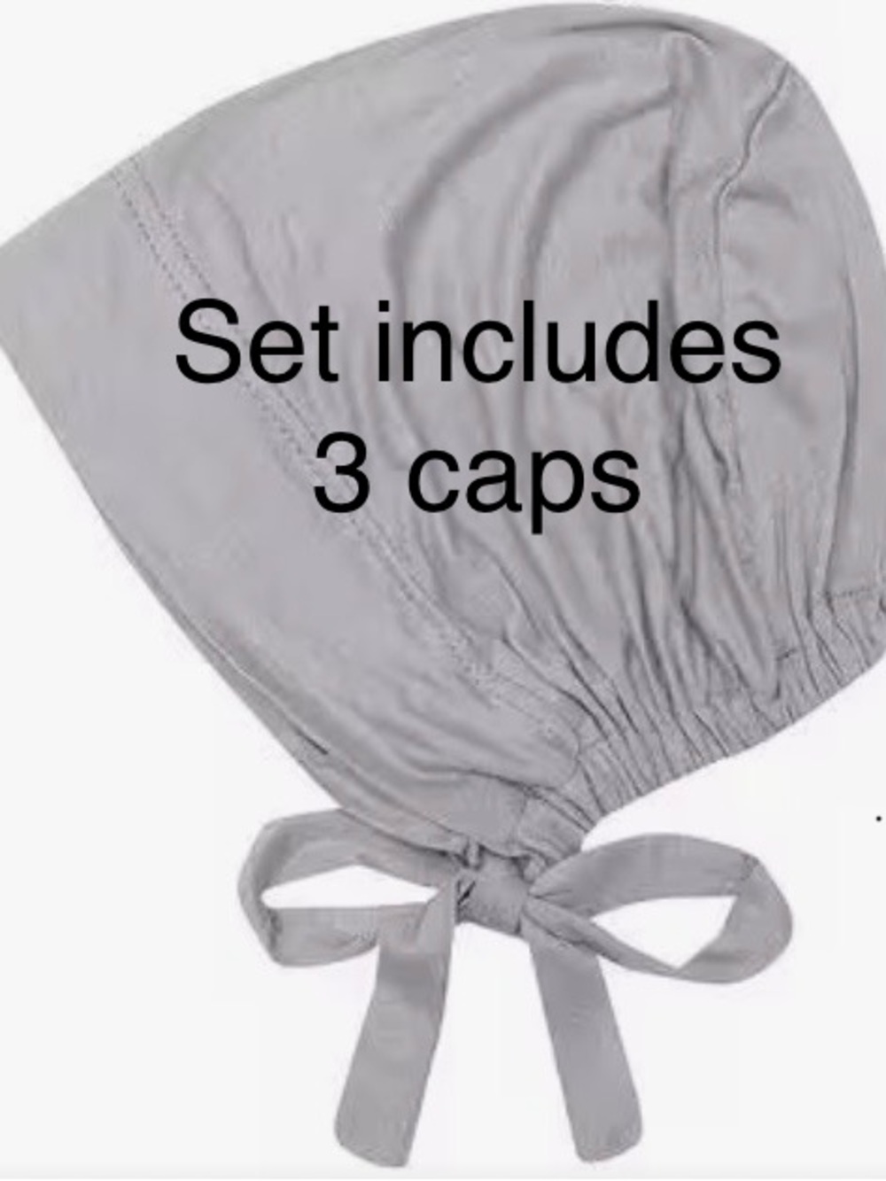 5/$25 Gray Adjustable Tie-Back Cap Set (3-Pack) Hijabs, Chemo, Modesty